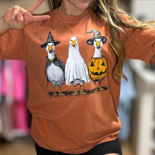 Halloween Ghost Goose Comfort Colors Graphic Tee
