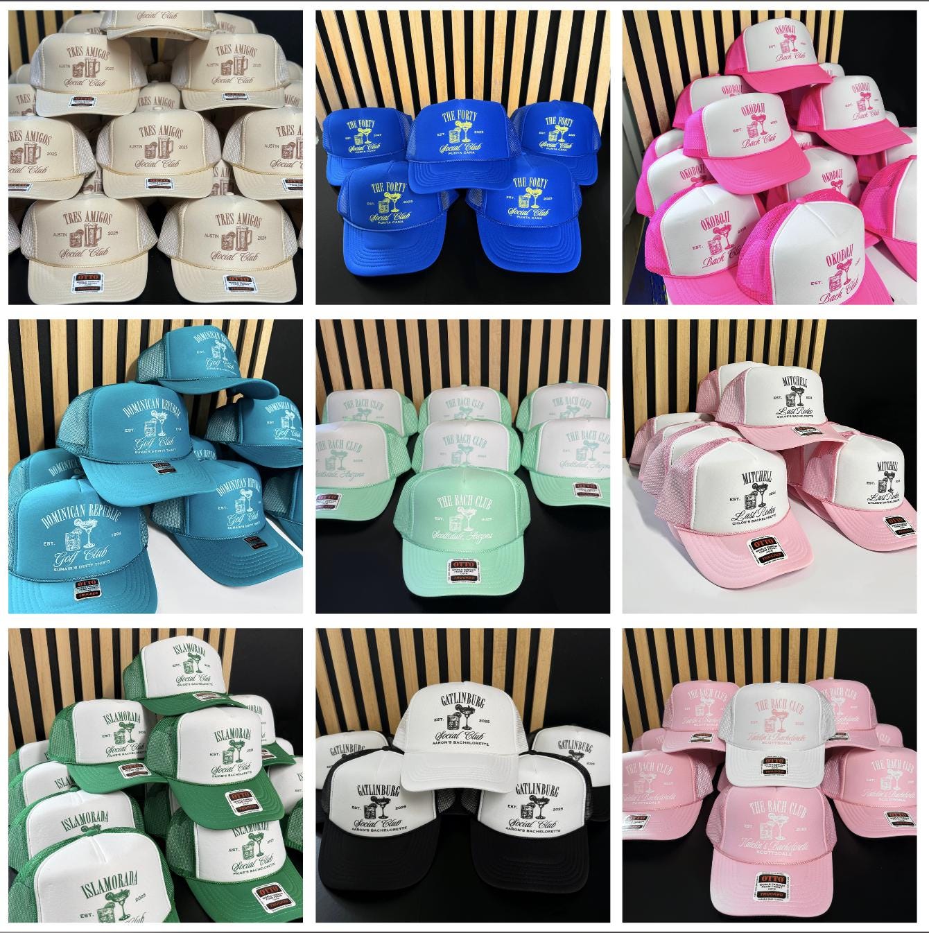 Bachelorette Party Custom Trucker Hats, Lucky In Love Bachelorette Merch, Custom Destination Girls Trip Bach Party Las Vegas