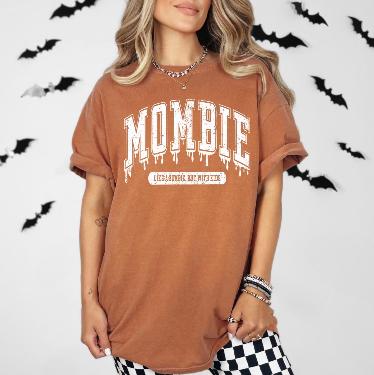 Comfort Colors Mombie T-Shirt, Like a Zombie But With Kids T-Shirt, Mom Halloween Shirt, Momster Shirt, Halloween Mom T-shirts