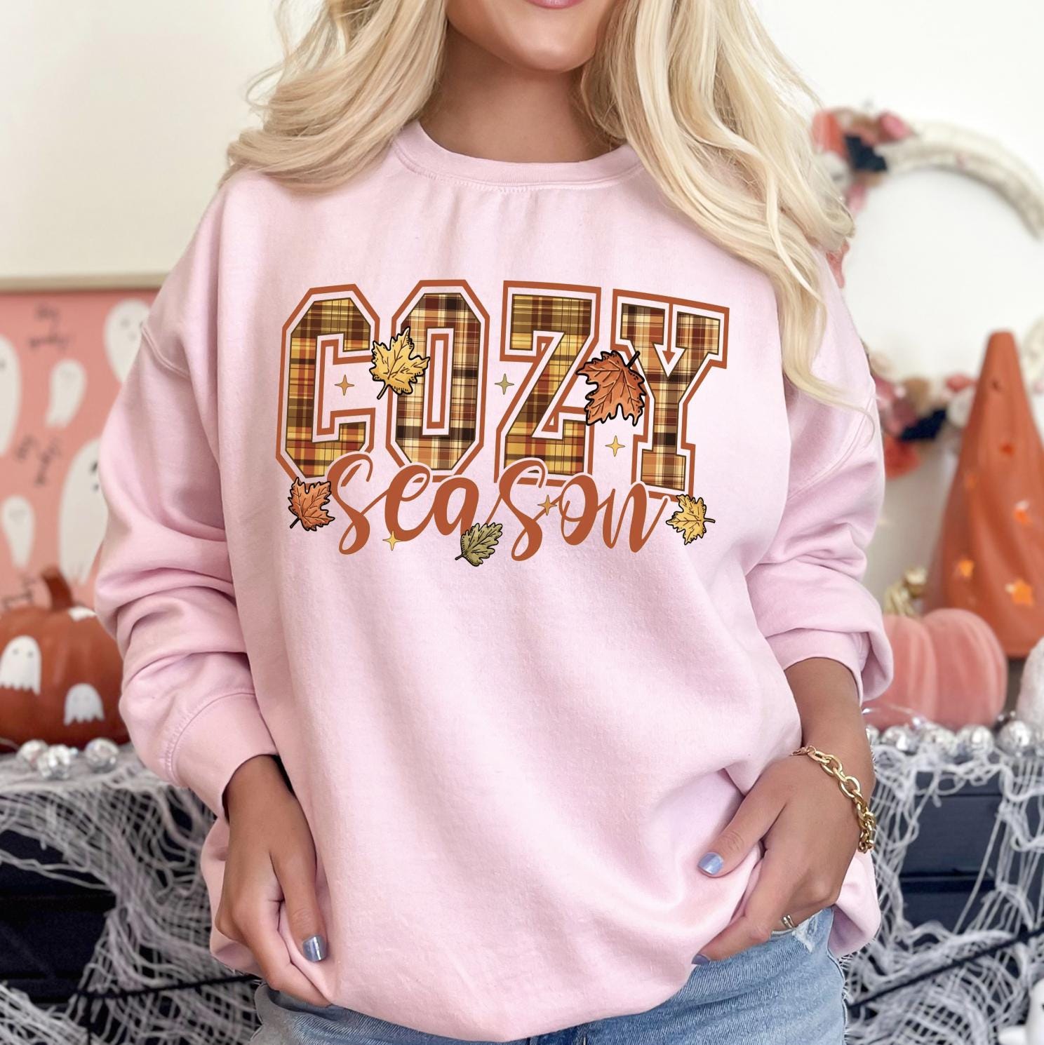 Cozy Season Sweatshirt T-Shirt, Halloween Sweatshirt or Tshirt, Pink Halloween, Trendy Halloween Outfit, Halloween Graphic Tee