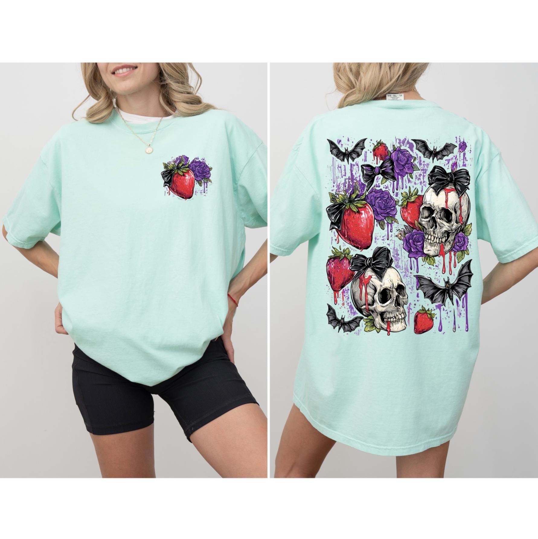 Berry Scary Skull Shirt or Sweatshirt For Halloween Lovers, Cute Spooky Shirt Gift For Her, Fall Halloween Tee For Girlfriend Or Best Friend