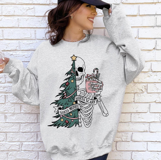 Sorta Merry Sorta Scary DTG Printed Sweatshirt or T-Shirt