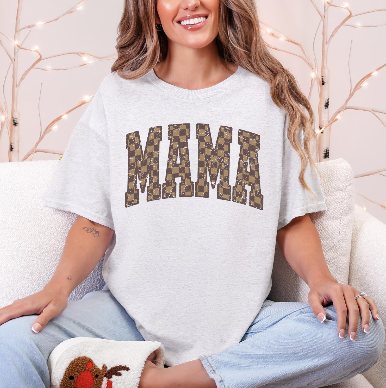 Checkered Mama Sweatshirt: Checkered Mom T-Shirt