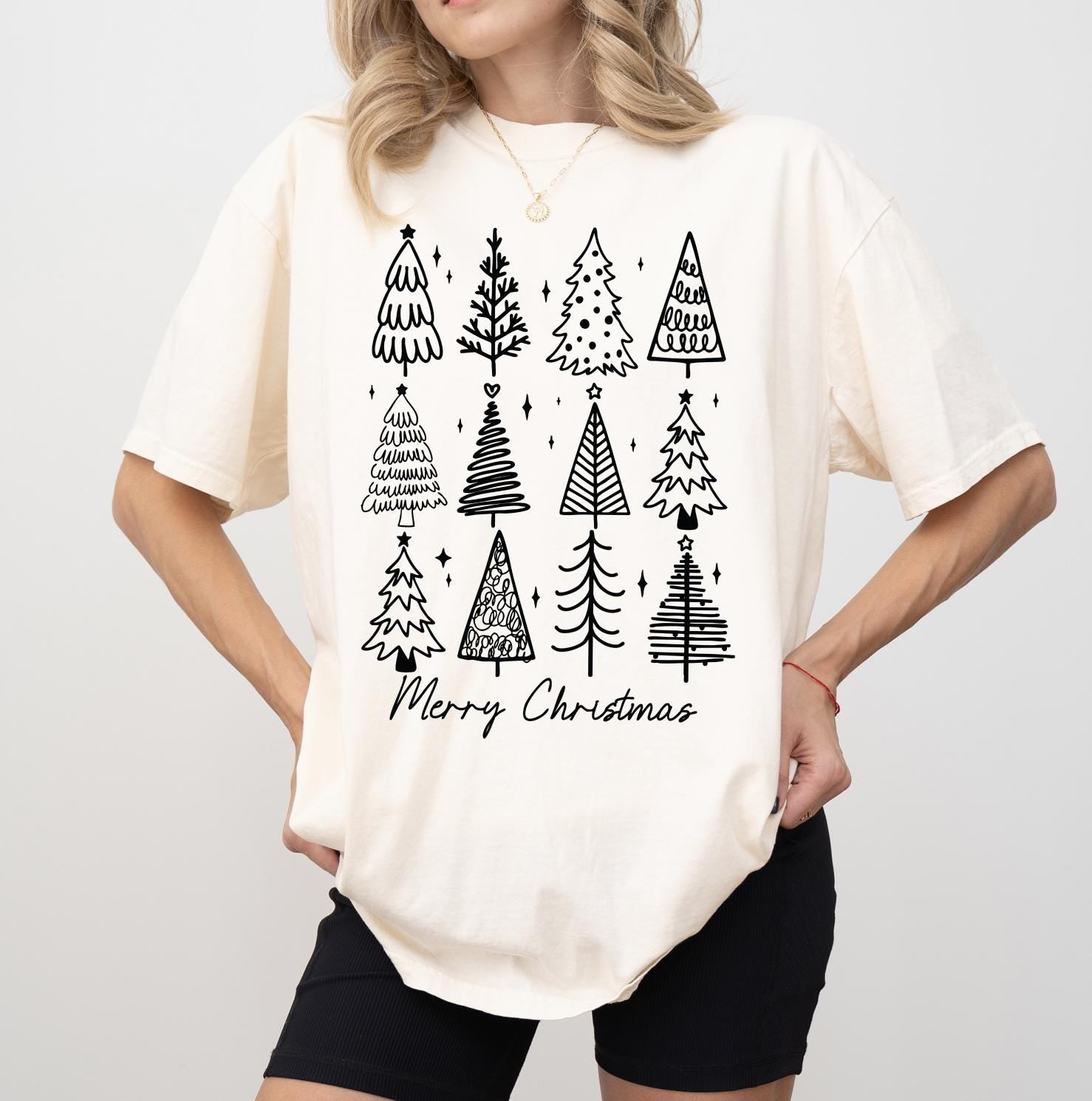 Christmas Trees DTG Printed T-Shirt or Sweatshirt | DTG Printed Holiday Graphic Shirt | Cozy Unisex Christmas Top