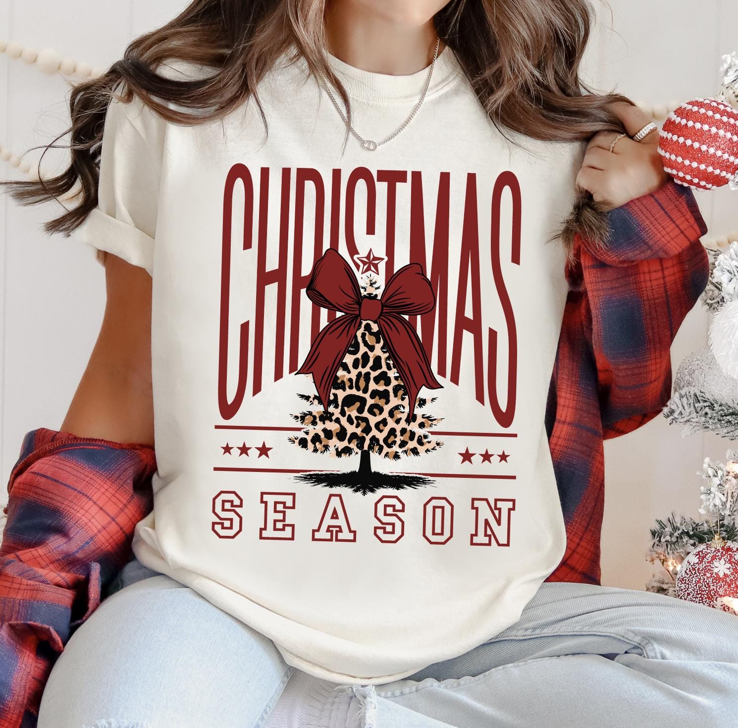 Christmas Season DTG Printed Christmas Sweatshirt or T-Shirt | Cute Trendy Christmas