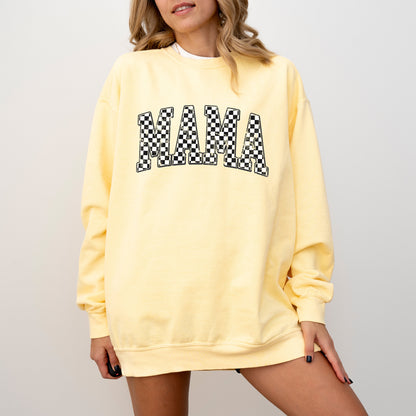 Checkered Retro Mama Sweatshirt Comfort Colors Crewneck Sweatshirt, Mother's Day Gift, Retro Sweatshirts, Gifts for Mom