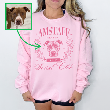 Custom Dog Social Club Pet T-Shirt with Photo & Name DTG Printed