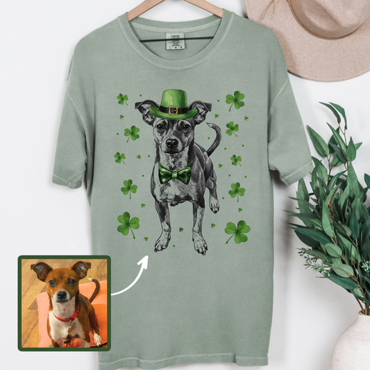 Custom Pet St Patricks Day T-Shirt with Photo DTG Printed