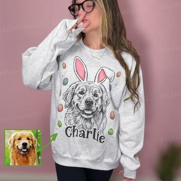 Custom Easter Dog Photo Sweatshirt or T-Shirt, DTG Printed