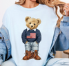 USA Patriotic Teddy Sweatshirt or T-Shirt, DTG Printed