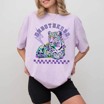 Unbothered Checkered Leopard T-Shirt or Sweatshirt, DTG Printed