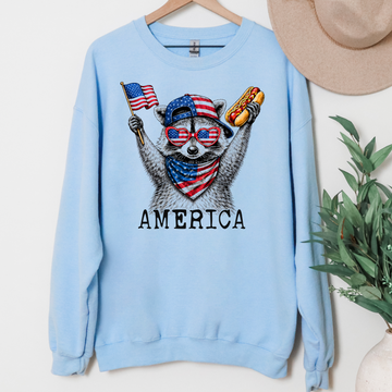 Patriotic America Cool Racoon T-Shirt or Sweatshirt, DTG Printed