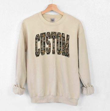 Custom Real Tree Camo Letters Sweatshirt or T-Shirt, DTG Printed