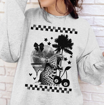 Retro Leopard Vibes Sweatshirt or T-Shirt, DTG Printed