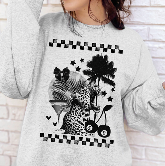 Retro Leopard Vibes Sweatshirt or T-Shirt, DTG Printed