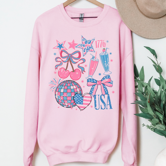 Retro Girly Patriotic Sweatshirt or T-Shirt, DTG Printed