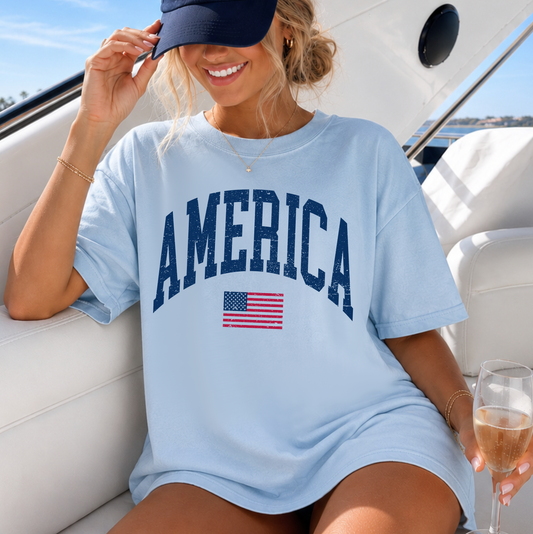 America USA Flag Sweatshirt or T-Shirt, DTG Printed