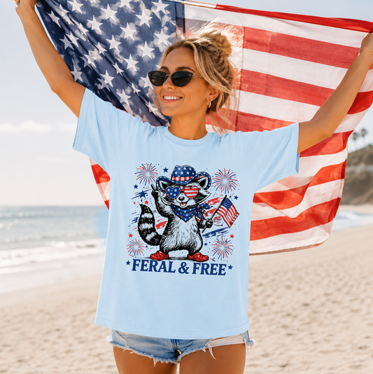 Feral & Free Rocco Raccoon Sweatshirt or T-Shirt, DTG Printed