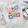 Checkered Flowers Sweatshirt or T-Shirt, DTG Printed