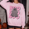 Pink Boo Checkered Halloween Ghost Sweatshirt or T-Shirt, DTG Printed