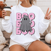 Pink Boo Checkered Halloween Ghost Sweatshirt or T-Shirt, DTG Printed