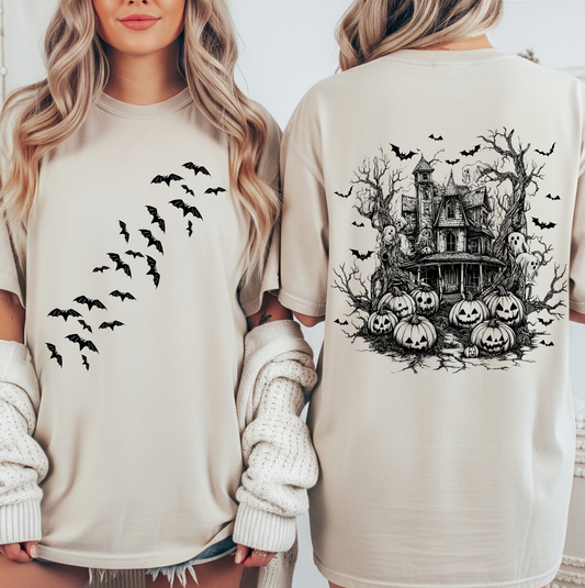 Haunted House Halloween T-Shirt, DTG Printed