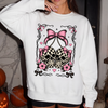 Checkered Skull Bow Sweatshirt or T-Shirt, DTG Printed