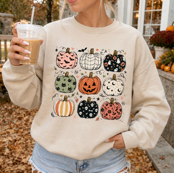 Cute Pumpkins Halloween Sweatshirt or T-Shirt, DTG Printed