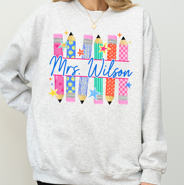 Custom Name Teacher Sweatshirt or T-Shirt, DTG Printed