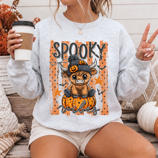 Spooky Highland Cow Sweatshirt or T-Shirt, DTG Printed