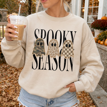Spooky Camo Leopard Checkered Sweatshirt or T-Shirt, DTG Printed