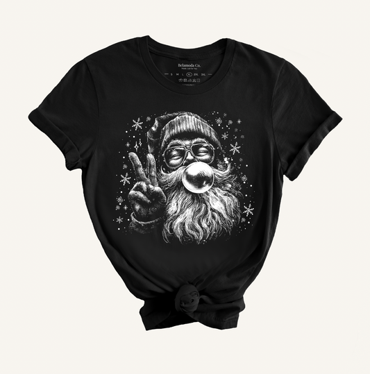 Vintage Bubble Gum Santa Black Graphic Tee