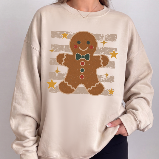 Stripped Gingerbread Man Sweatshirt or T-Shirt, DTG Printed