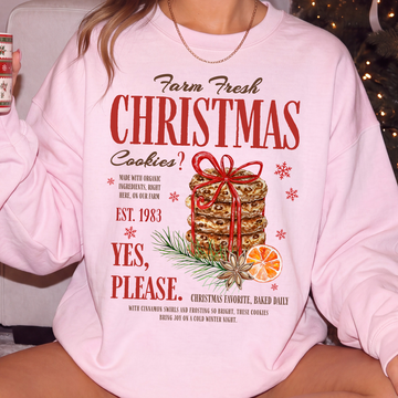 Farm Fresh Christmas Cookies Sweatshirt or T-Shirt DTG Printed