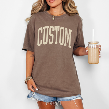 Custom Text Espresso Comfort Colors T-Shirt, DTG Printed