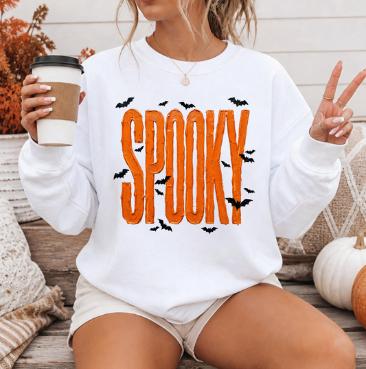 Paint Stroke Spooky with Bats Sweatshirt or T-Shirt, DTG Printed