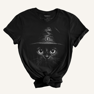 Halloween Cat Black Graphic Tee, DTG Printed