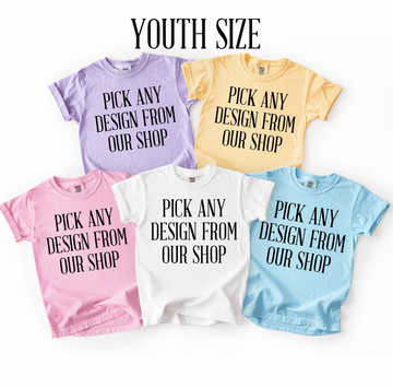 Youth Size T-Shirt, Pick A Design Option, DTG Printed