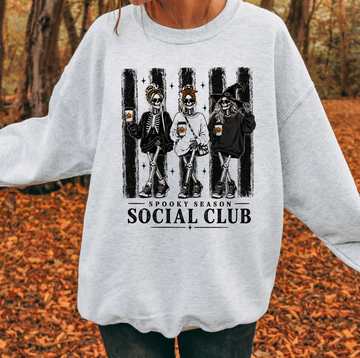 Skelly Girls Spooky Social Club T-Shirt or Sweatshirt, DTG Printed