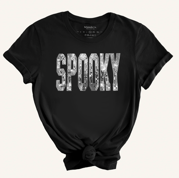Spooky Disco Black Graphic Tee, DTG Printed