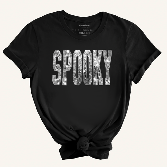 Spooky Disco Black Graphic Tee, DTG Printed