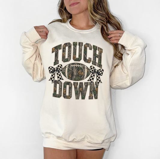 Camo Touchdown Football T-Shirt or Sweatshirt, DTG Printed