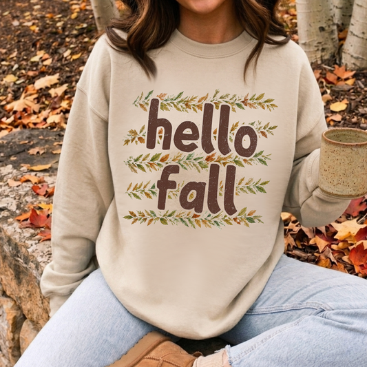 Hello Fall T-Shirt or Sweatshirt, DTG Printed