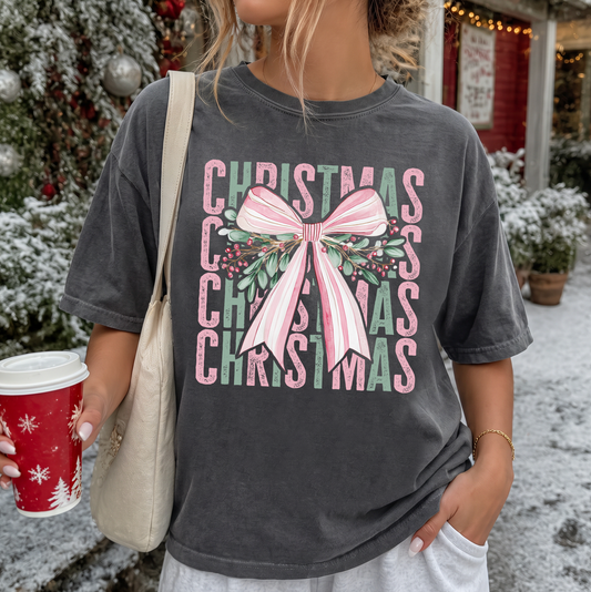 Large Christmas Bow Shirt or Sweatshirt, DTG Printed
