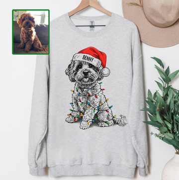Custom Pet Christmas T-Shirt with Photo & Name DTG Printed | Personalized Pet Portrait Shirt | Custom Dog Cat Graphic Tee | Pet Lover Gift
