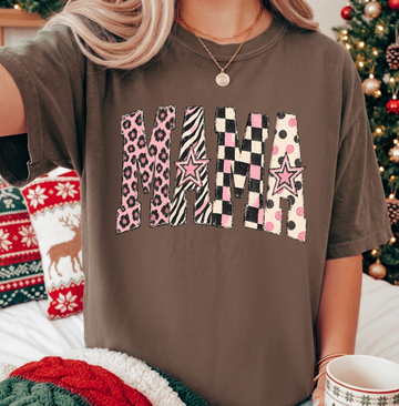 Mama Pink Western Patchwork, Trendy Mom Shirt, DTG Printed Shirt or Sweatshirt