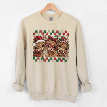 Christmas Highland Cow Shirt or Sweatshirt, DTG Printed