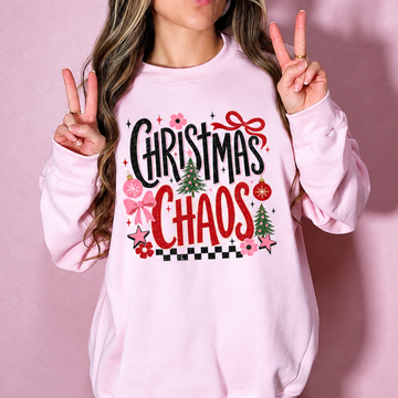 Christmas Chaos Checkered Shirt or Sweatshirt, DTG Printed