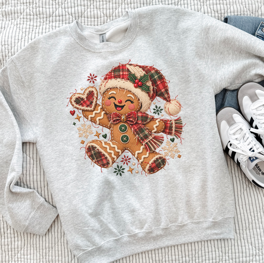Christmas Plaid Vintage Gingerbread Shirt or Sweatshirt, DTG Printed