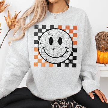 Spider Web Smiley Face T-Shirt or Sweatshirt, DTG Printed